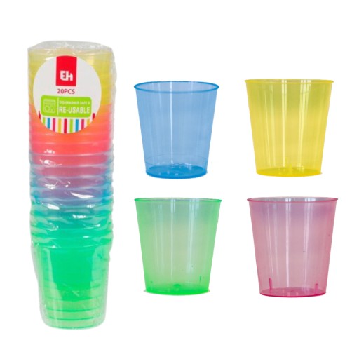 Plastové poháre na panáky vodky, 20 ks, 30 ml