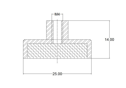 Magnetický držiak 25 so závitovým puzdrom M4 1 ks