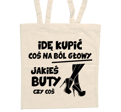 Béžová nákupná taška IDEM KÚPIŤ NIEČO NA BOLESTI HLAVY