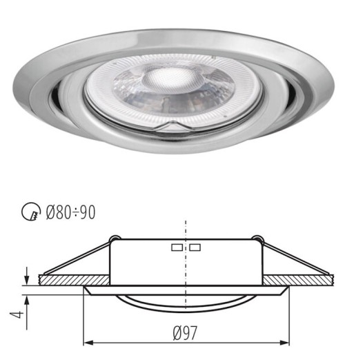 Kanlux pohyblivý LED stropný bodový krúžok Argus II 10W Chrome