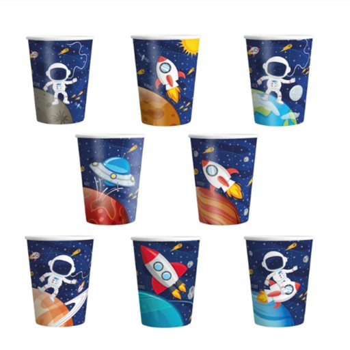 Poháre, papierové poháre, priestor UFO, 220 ml, 8 kusov