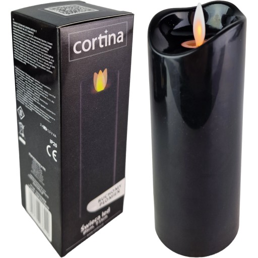CORTINA ČIERNA LED SVIEČKA POHYBLIVÝ PLAMEŇ 12,5 cm s batériami!