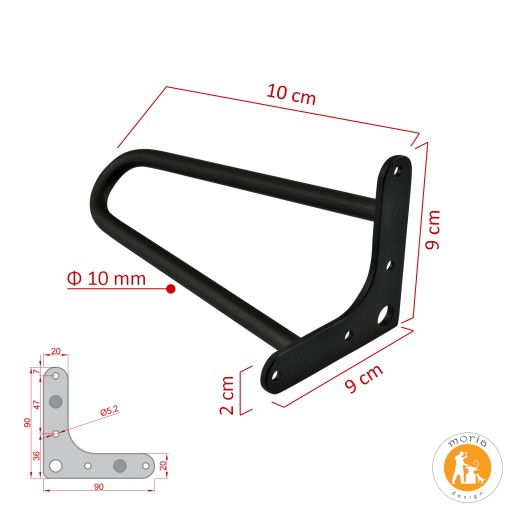 MORIA DESIGN Kovové nohy konferenčného stolíka Nohy vlásenky 10 cm fi 10 mm čierne