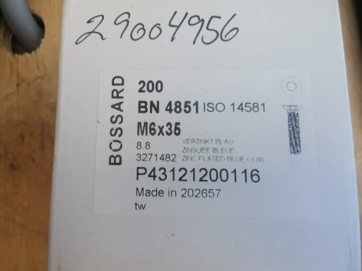 Bossard skrutka TORX so zápustnou hlavou M6x35 8,8 ISO 14581