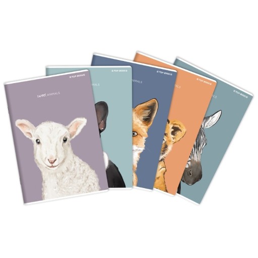 Linkovaný zošit s okrajom A5 TOP-2000 SWEET ANIMAL 60 listov