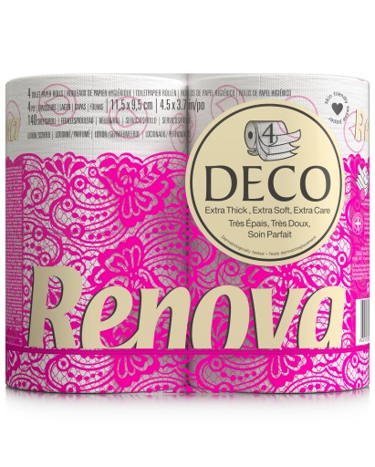 Renova DECO toaletný papier biely 4 ks