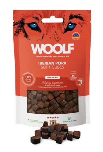 WOOLF prírodná pochúťka, jemné kocky iberského bravčového mäsa 100g