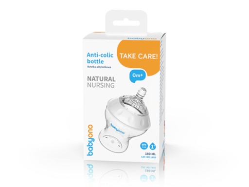 BABYONO PRÍRODNÁ OŠETROVACIA ANTIKOLIKOVÁ FĽAŠA 180 ML POMALÝ PRIETOK 0M+