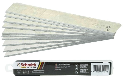 ČEPELE NOŽOV, lámateľná NÁHRADNÁ ČEPEL 9mm 10ks SCHMITH