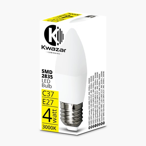 SMD E27 LED žiarovka 4W=35W C37 TEPLÁ SVIEČKA