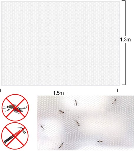 SIEŤKA PROTI KOMÁROM NA OKENNÝ HMYZ 150x130 + BIELY SUCHÝ zips PROTI KOMÁROM A MUCHÁM
