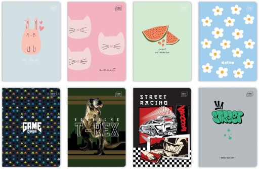 Zápisník A5 so 16 listami mriežky, zmiešané vzory, interprint x2