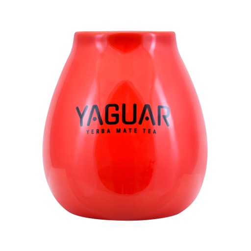 Keramická červená tekvica s logom Yaguar 350 ml