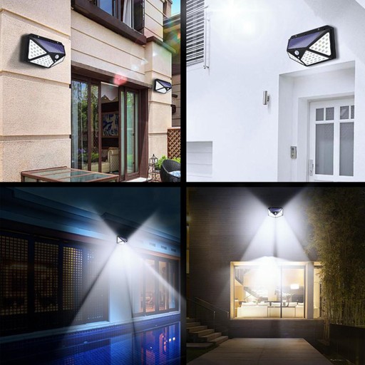 SOLÁRNA LAMPA 100LED SO SNÍMAČOM POHYBU A SÚMRAK HALOGÉN