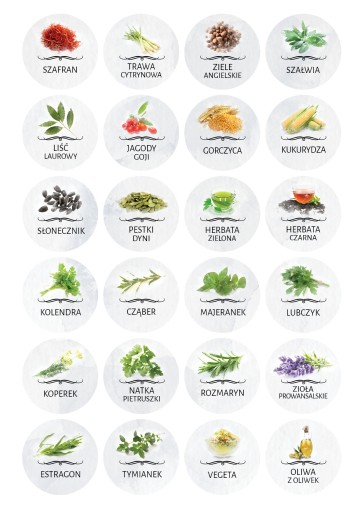 NÁLEPKY Etikety na nádobky SPICES 144 ks v 5