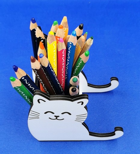 Kitty toolbox/organizér, priestranný, pastelky, perá pomenované po mačke