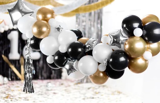 Balóniky Black Gold Chrome Confetti 20 ks Large