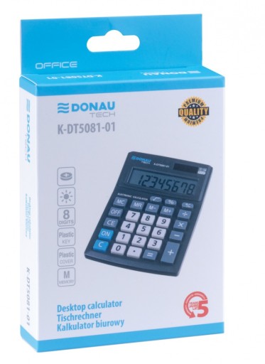 DONAU TECH OFFICE kancelárska kalkulačka 8-miestny displej 137x101x30mm čierna