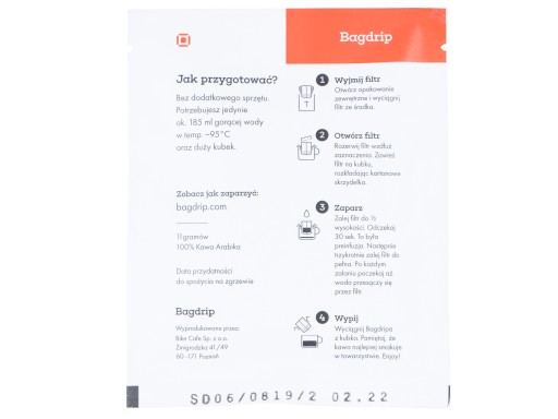 BAGDRIP 1 sáčok Hondurasská jednorazová prekvapkávaná káva