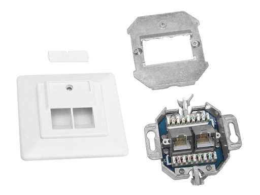 Zásuvka 2x RJ45/8P8C cat.5E STP tienené zapustené uhlové LSA kontakty