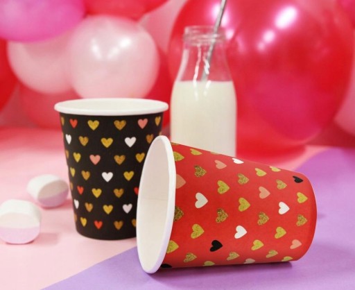 Valentínske papierové poháre lásky 250 ml 6 ks.