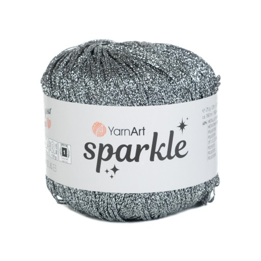 25g lesklá, metalická šnúrka YarnArt Sparkle, strieborná 1303
