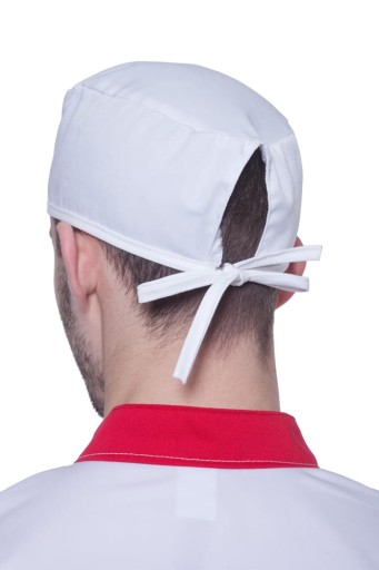 Catering a lekárska čiapka viazaná biela unisex vysoká kvalita BIA