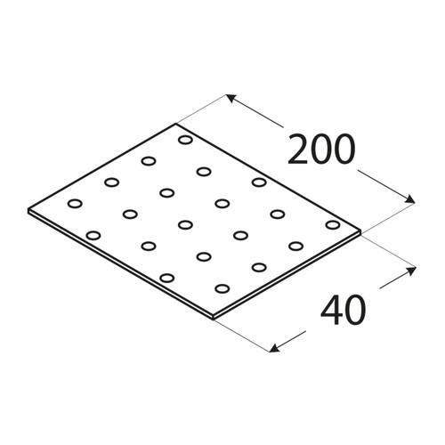 PERFOROVANÁ DOSKA PLOCHÁ TYČ 40x200x2,0 Plochá spojka PP28 dlhá 20cm