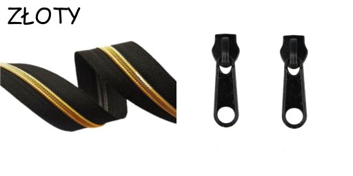 LuxTextil Zips Zips 5mm ŠPIRÁLA + 2 Zips Zipsy 1m ZLAT.