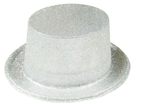 GLITTROVÝ STRIEBORNÝ KLOBÚK CYLINDER 53-58CM