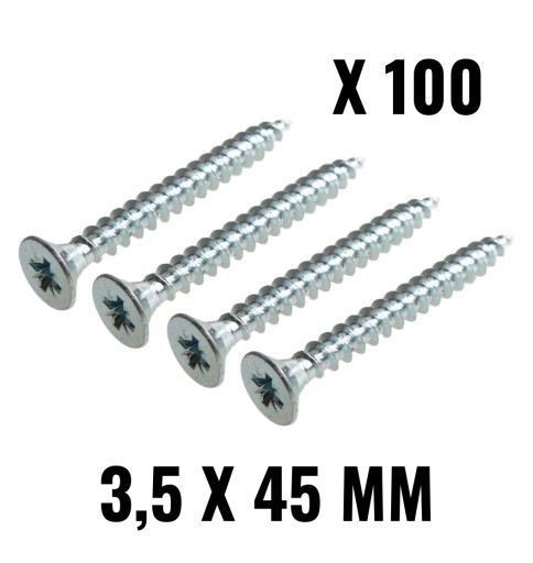 100 x Tvrdené kužeľové skrutky do dreva 3,5 x 45