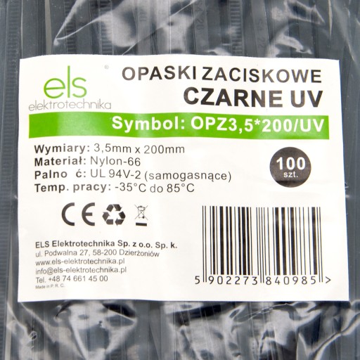 PLASTOVÉ KABELOVÉ VIAZAČKY ČIERNA 3,5x200 100ks UV