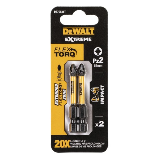 Pz2 50mm Nárazové bity Extreme 2ks DeWalt DT70531T