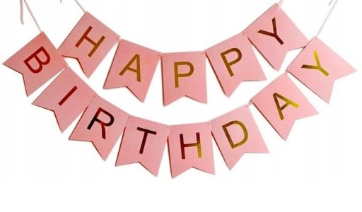 Ružová narodeninová girlanda, banner Happy Birthday,