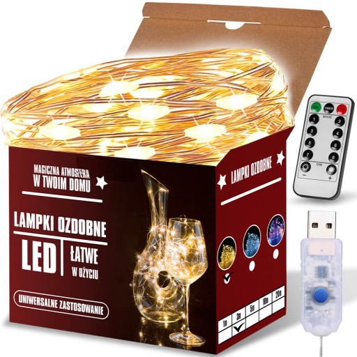 DRÔTOVÉ SVETLÁ LED SVETLÁ NA VIANOČNÝ STROMČEK USB 3m VIANOČNÁ DEKORATÍVNA
