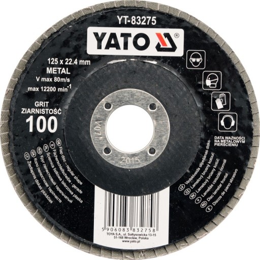 Koleso s plochou klapkou 125mm p80 YT-83274 YATO
