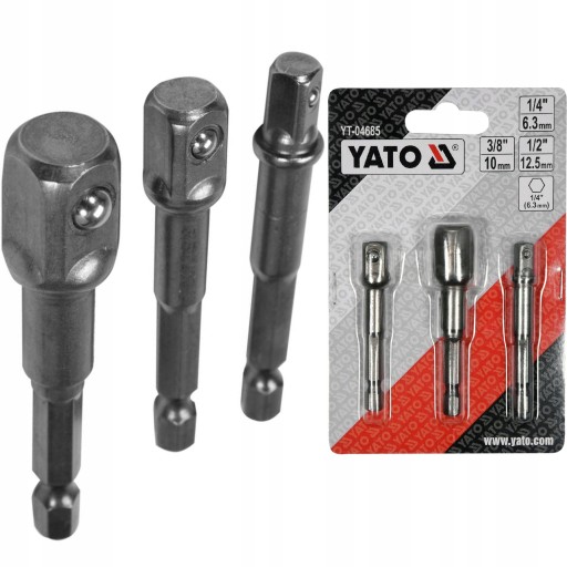 YATO SÚPRAVA HEX ADAPTÉRU SADA PRE ZÁSUVKY 1/4 3/8 1/2 OCEL 40CR YT-04685
