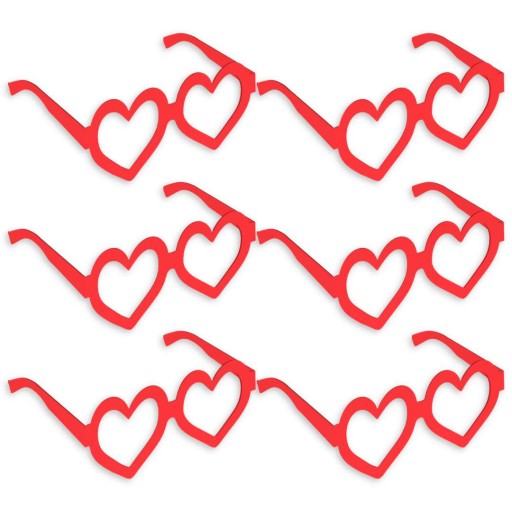 Papierové OKULIARE VALENTÍN zaľúbenci SRDCE SRDCE červené x6