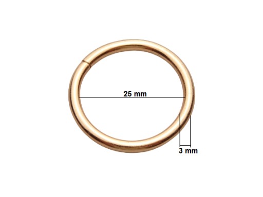 Koženkový prsteň na opasok 25 / 3 mm zlato 1 ks