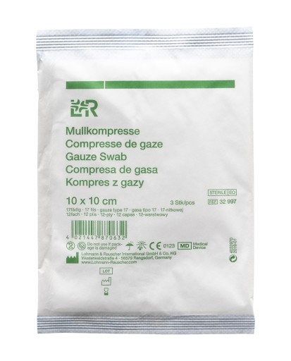 L&R GAZE COMPRESS 10X10CM BALENIE 3 ks