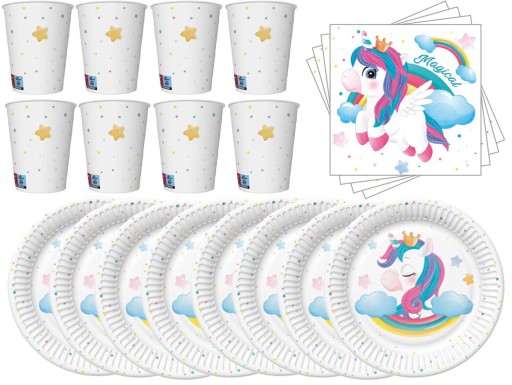 Sada tanierov, šálok, obrúskov, Magic UNICORN, Unicorn Birthday