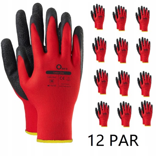 PRACOVNÉ RUKAVICE ONYX NESKORO ČERVENÉ R9 12 PÁROV ODOLNÉ! ČERVENÁ