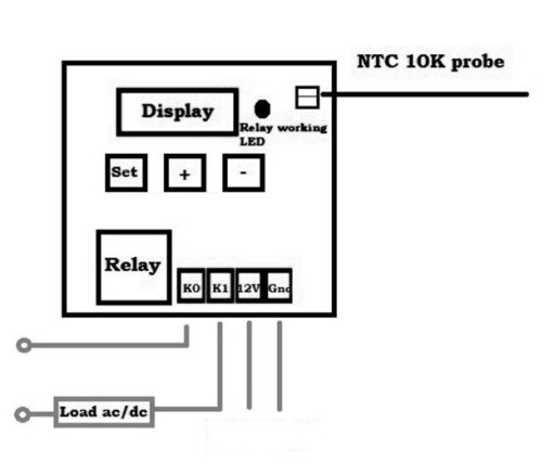 Digitálny termostat W1209 regulovaný DC 12V so sondou