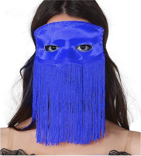 BRUŠNÁ TANEČNICA FRINGE MASKA MODRÁ