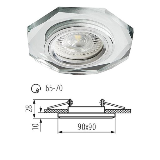 KANLUX Stropné sklenené očko Dekoračný držiak lampy MORTA sklo 10W GU10 strieborné