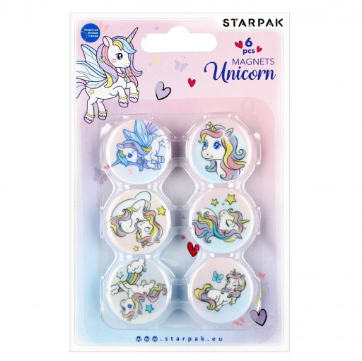 Magnety na dosky 33mm 6ks Starpak jednorožce