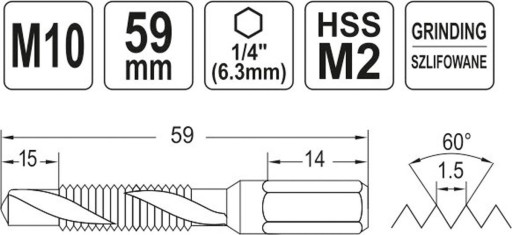 VŔTAČKA-ZÁVITEĽ M10 HEX Yato YT-44847