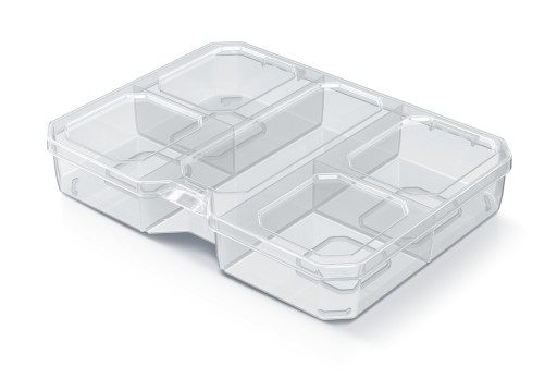 TRANSPARENTNÝ ORGANIZÁTOR NÁRADIA S PREDÍČKAMI SQR BOX 20 LOW BOX