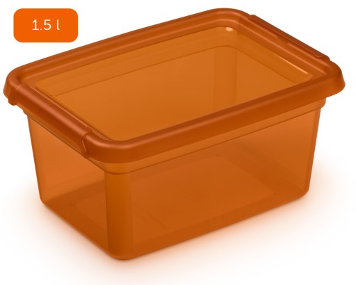Oranžová plastová nádoba s vrchnákom, 1,5 l