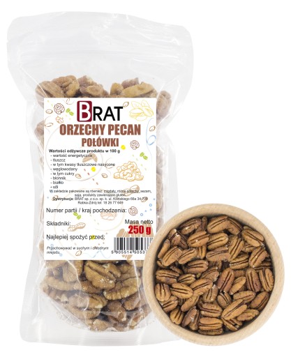 PEKANSOVÉ ORECHY 250g Čerstvé pekanové orechy, vysoká kvalita